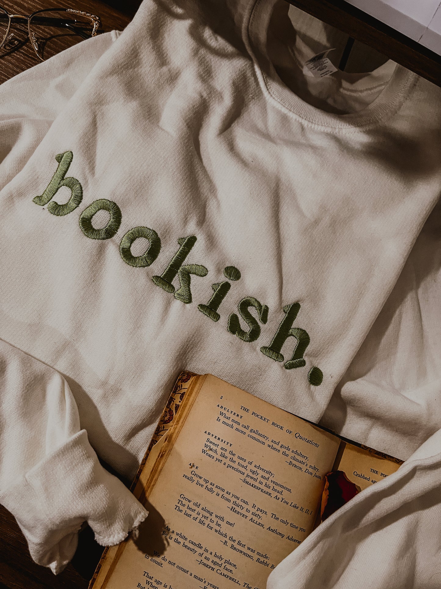 bookish embroidered crewneck