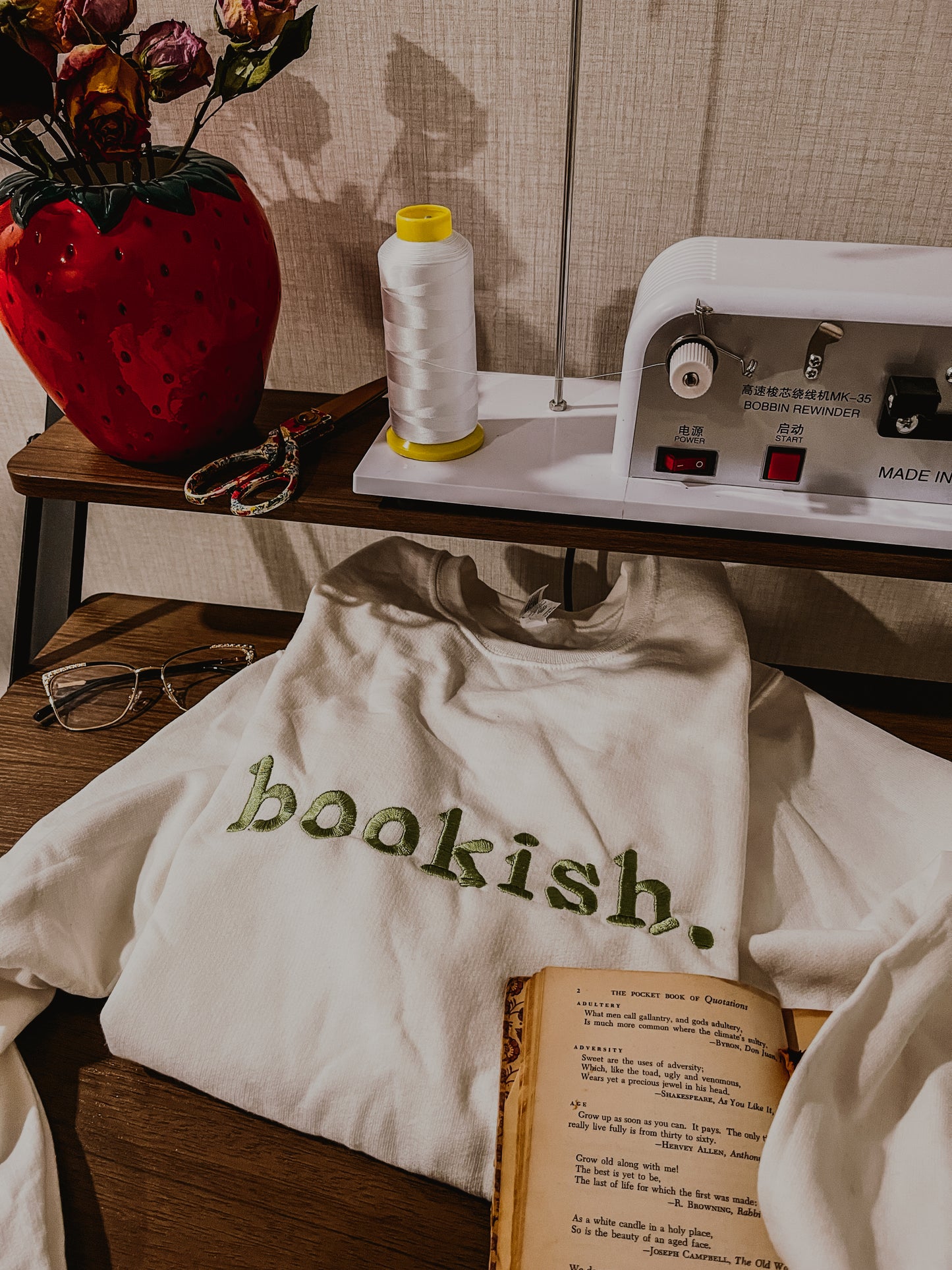 bookish embroidered crewneck