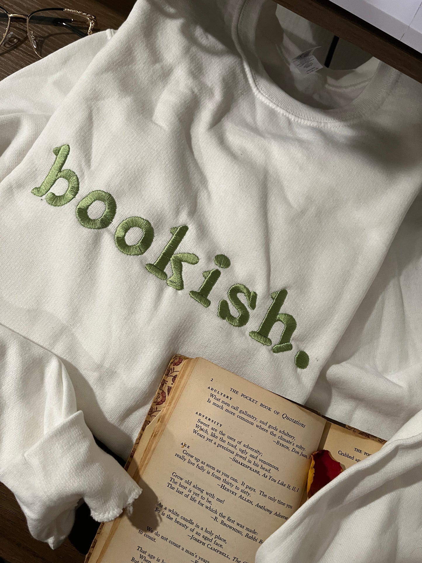 bookish embroidered crewneck