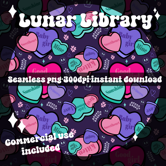 deep purple pet names candy hearts - digital file