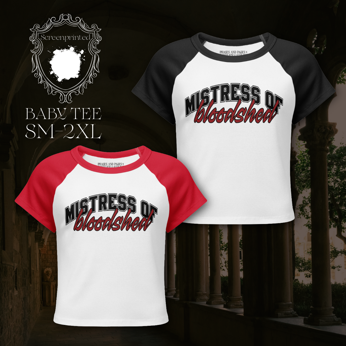 Mistress of Bloodshed-Black/Red- Raglan Baby Tee