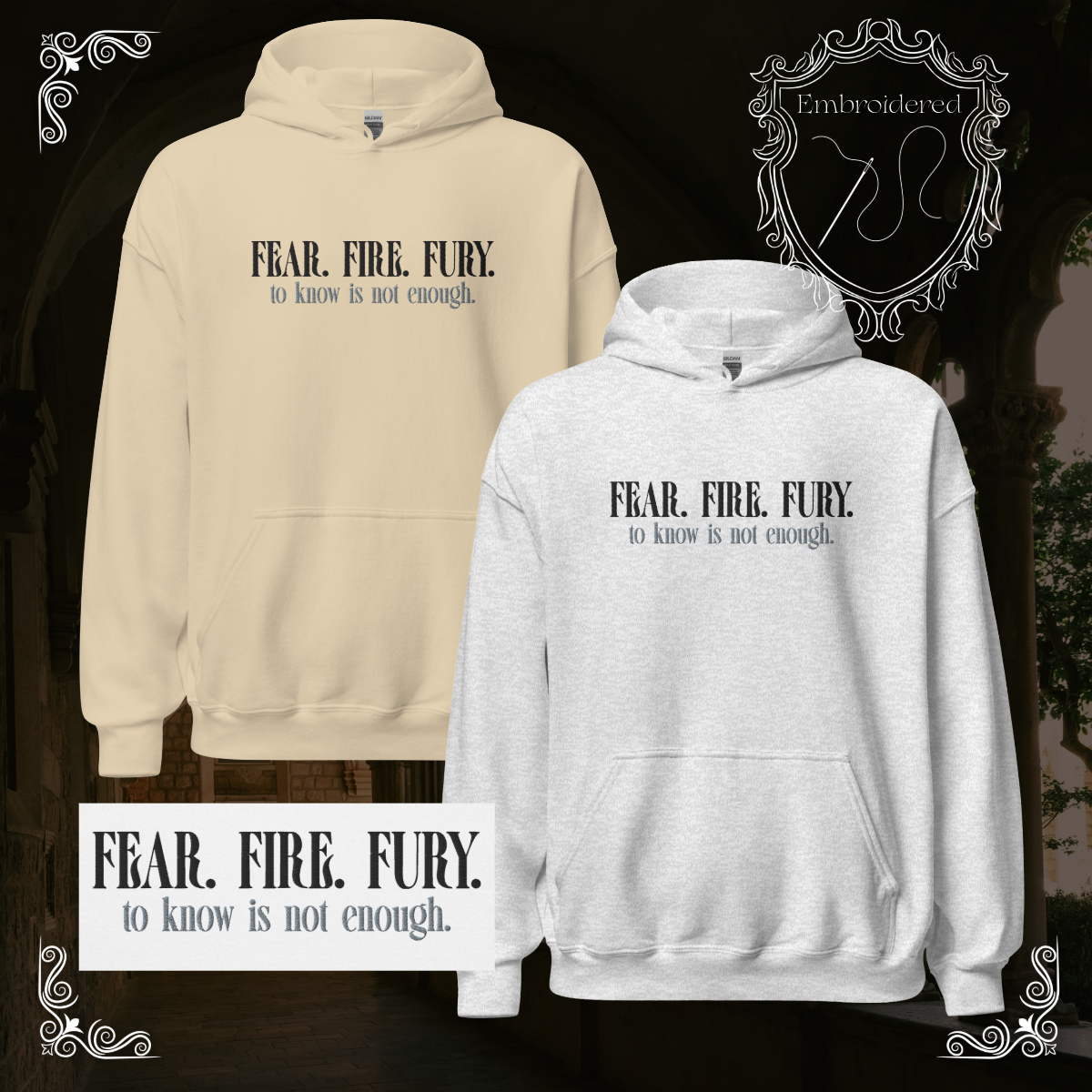 Fear. Fire. Fury. - Unisex Hoodie - Embroidered
