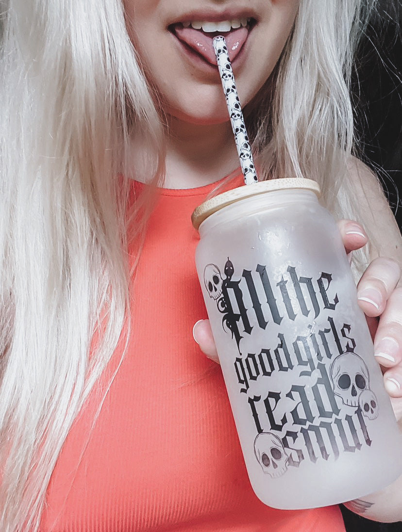 FROSTED- All the good girls read smut - glass beer can