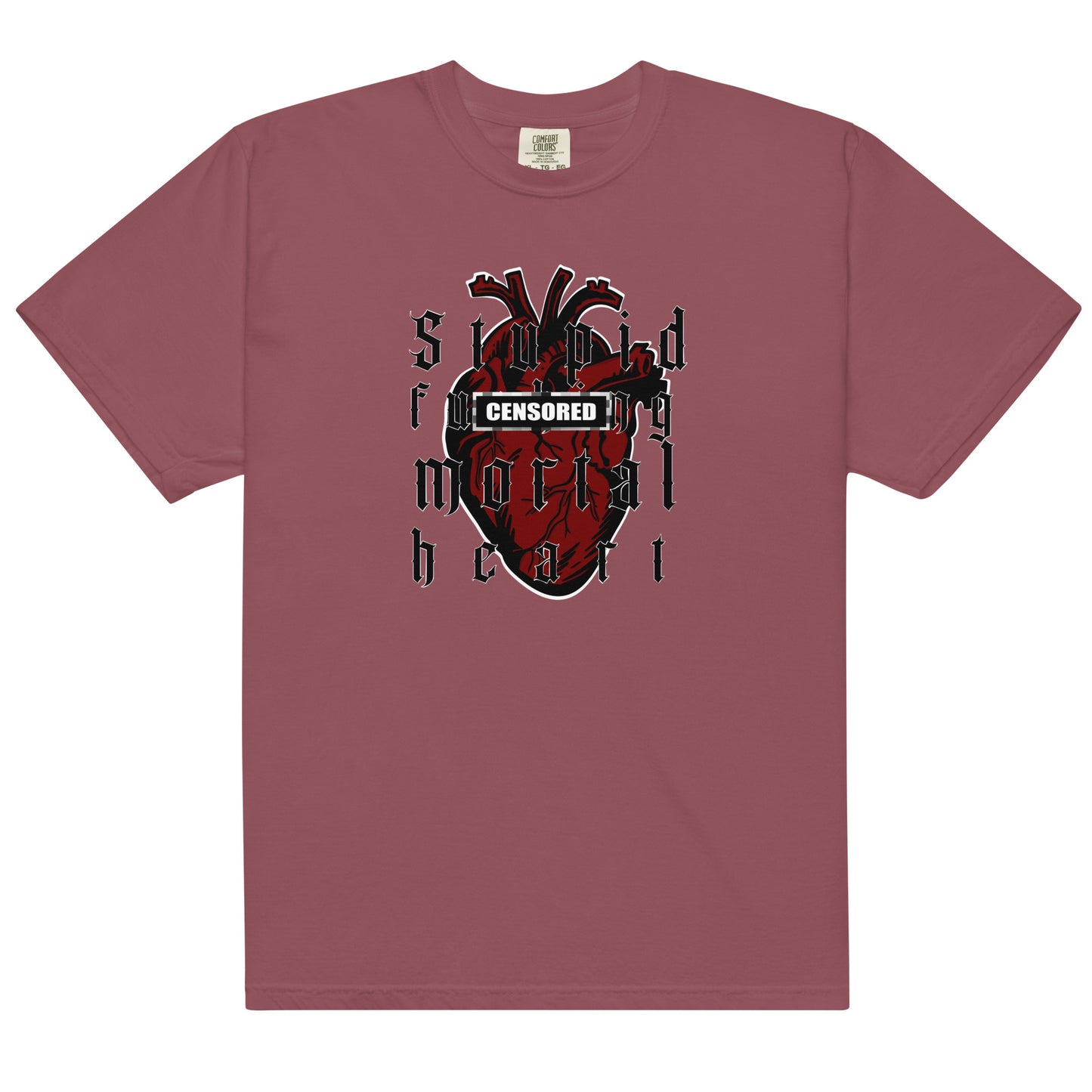Stupid Censored Mortal Heart heavyweight t-shirt